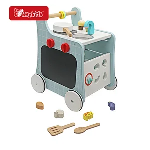 OEM push along toys wooden activity walker kitchen for toddlers W16E246